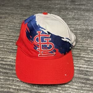 Vintage 90s St Louis Cardinals Splash Snapback Hat MLB Paint Graphic Cap STL EUC